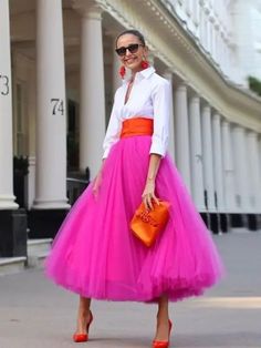 Embrace elegance and style with our Fuchsia Ankle-Length Tulle Party Skirt. Perfect for formal occasions or birthday celebrations, this skirt exudes sophistication with its ankle-length A-line design and vibrant fuchsia hue. Crafted from high-quality tulle, it offers a graceful and flowy silhouette that adds a touch of glamour to any ensemble.The satin waistband provides a comfortable and flattering fit, while adding a luxurious touch to the overall look. Pair it with a chic blouse or top to create a stunning outfit that will make you stand out at any event. Whether you're attending a birthday party or a formal gathering, this Fuchsia Ankle-Length Tulle Party Skirt is sure to make a statement and leave a lasting impression.only sell skirt not include top Tulle Skirts Outfit, Womens Tulle Skirt, Dramatic Fashion, Pink Tulle Skirt, Tulle Skirts, Heart Clothes, Chic Blouses, Party Skirt, Looks Street Style