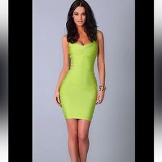 Herve Leger Basic Bandage Dress, Bright Lime Size Xxs Like New. Herve Leger, Bandage Dress, Green Yellow, New Color, Like New, Womens Dresses, Yellow, Green, Dresses