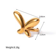 Embrace the elegance and charm of our stunning 18K Gold-Plated Stainless Steel Butterfly Ring. Designed to captivate, this exquisite piece combines timeless beauty with modern resilience, making it a perfect accessory for any celebration. Whether it's a party, a wedding, or an anniversary, this ring adds a touch of sophistication and style to your ensemble. Product Features Material Excellence: Crafted from high-grade stainless steel, ensuring durability and a lasting shine. Luxurious 18K Gold P Elegant Gold Ring Earrings, Elegant Ring-shaped Earrings For Gifts, Gold Open Ring Earrings For Gift, Gold Open Ring Earrings As Gift, Elegant Yellow Gold Open Ring Earrings, Yellow Gold Open Ring Earrings, Modern Gold Jewelry With Unique Design, Plating Techniques, Unique Butterfly