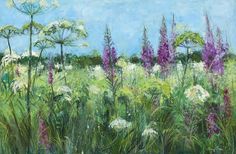 an oil painting of wildflowers and grasses