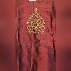 Hand Embroidered Silk Kurta With Organza Work Jacket With Tie Strings In The Front With Embellishments Luxury Silk Salwar Kameez With Cutdana, Traditional Festive Kurta With Embroidery, Festive Embroidered Sets For Festivals, Traditional Long Sleeve Wear With Embroidery, Red Silk Traditional Wear With Long Sleeves, Elegant Red Traditional Wear With Floral Embroidery, Multicolor Embroidered Kurta With Long Sleeves, Red Long Sleeve Sets With Embroidered Border, Red Anarkali Embroidered Fabric With Floral Details