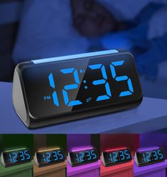 PRICES MAY VARY. Digital Alarm Clock with Night Light - When you wake up at night, just press the top of the alarm clock to find the light. Perfect for kids, they can choose the color and then it lights up the room just enough that they're not scared. Digital Clock with Large Display - The 7.5" LED digital display helps you check the time clearly. The numbers are 2‘’ tall, you can see clearly even from a distance. 0%-100% Full Range Brightness Dimmer - You can adjust the brightness to a comforta Light Alarm Clock, Bedside Clock, Clock Alarm, Small Clock, Clock For Kids, Shelf Clock, Alarm Clocks, Digital Clock, Cool Gifts For Kids