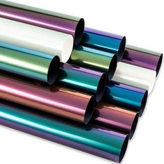 several different colored tubes stacked on top of each other