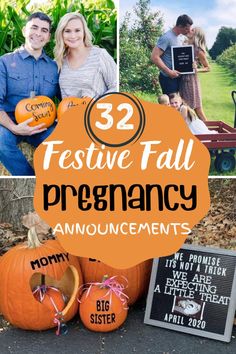 some pumpkins are sitting on the ground and there is a sign that says, 32 fest