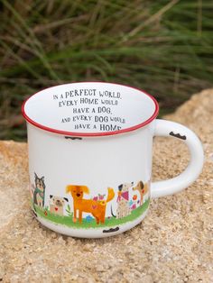 Camp Coffee Mug - Every Home Has A Dog-view 1 Camp Coffee, Pet Camping, Enamel Cup, Camp Mug, Dog Camping, Camping Coffee, Whimsical Forest, Pottery Cups, Coffee Routine