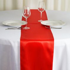 12x108 Red Satin Table Runner#whtbkgd Tulle Table Runner, Coral Wedding Decorations, Satin Table Runner, Coral Table, Tulle Table, Red Tablecloth, Red Runner, Catering Ideas, Party Catering