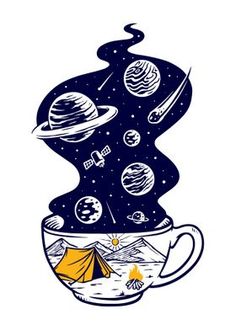 an illustration of the solar system in a cup