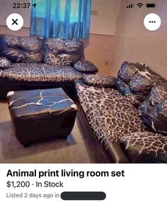 an animal print living room set $ 200 in stock