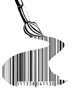 a black and white image of a toothbrush on a barcode