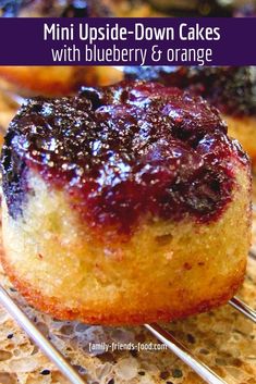 mini upside down cakes with blueberry and orange filling