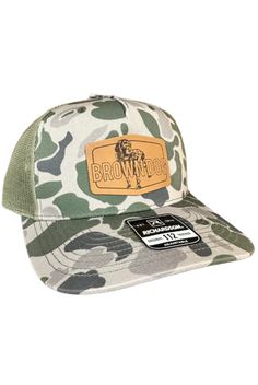 RICHARDSON 112 Trucker Hats in DUCK CAMO! Classic trucker cap style built with the Richardson quality and fit you’ve come to expect with a traditional Brown Dog leather patch. ​​​SHAPE: MidProFABRIC: Cotton-Poly/Nylon MeshVISOR: PrecurvedSWEATBAND: CottonFIT & SIZE: Adjustable Snapback, One Size Fits Most Brown Snapback Trucker Hat For Hunting, Camouflage Trucker Hat, Camo Trucker Hat, Military Camouflage Trucker Hat For Sports, Military Camouflage Trucker Hat One Size, Camo Hats, Brown Dog, Leather Patches, Hosiery