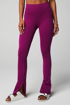 Define PowerHold® Split Hem Legging Fabletics purple female Activewear >> Womens >> Bottoms >> Leggings >> Full Length PowerHold regular Everyday/Training 4-Way Stretch/Moisture-Wicking/UPF Protection Purple Stretch Athleisure Leggings, Purple Full-length Athleisure Leggings, Purple Full Length Athleisure Leggings, Stretch Full Length Purple Pants, Purple High Stretch Pants For Pilates, Purple Elastane Leggings For Workout, Purple Tight Full-length Activewear, Full Length Purple Yoga Pants, Purple Full-length Yoga Pants