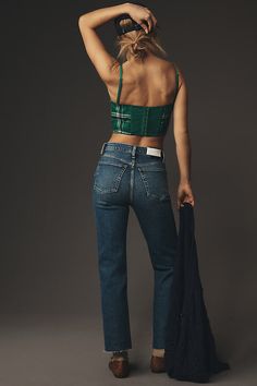 Denim, decoded: We’re digging denim in every corner of our closet – like the RE/DONE 70s Jeans, offering a high-rise and straight-leg. | 70s High-Rise Stove Pipe Straight-Leg Jeans by RE/DONE in Blue, Women's, Size: 30, Polyester/Cotton/Elastane at Anthropologie Redone 70s Stove Pipe Jeans, Stove Pipe Jeans, 70s Jeans, Heritage Brands, 50 Fashion, First Look, Straight Leg Jeans, Stove, Leg Jeans