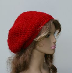 True Red Slouchy beanie Hat, slouch beanie hat, small Tam beanie hat, woman beanie, red beanie, slouch beanie, crochet hat Woman Beanie, Small Dreads, Slouch Beanie Hats, Crochet Wearables, Red Beanie, Slouchy Beanie Hat, Beanie Crochet, Slouch Beanie, Hat Patterns