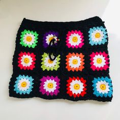 Daisy Skirt Crochet Skirt Granny Square Skirt Festival Clothes Women Fashion Accessories Gift Ideas Crochet Mini Skirt For Beach, Summer Festival Crochet Skirt, Bohemian Mini Skirt For Spring Festival, Spring Festival Bohemian Mini Skirt, Handmade Multicolor Bottoms, Summer Bohemian Crochet Skirt, Bohemian Crochet Bottoms For Festival, Multicolor Bohemian Mini Skirt, Hippie Multicolor Skirt For Festival