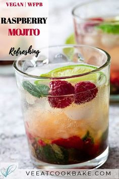 raspberry mojito refreshing with lime and mint