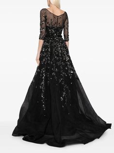 Saiid Kobeisy sequin-embellished Tulle Gown - Farfetch Saiid Kobeisy, Gown Black, Wedding Guest Looks, Fantasy Gowns, City Dress, Tulle Gown, Crystal Embellishment, Lady Dior, A Line Skirt