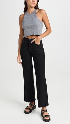 ASKK NY Slim Crop Jeans | Shopbop Mid-rise Black Jeans With Button Zip Fly, Black Mid-rise Jeans With Button Zip Fly, Black High Rise Jeans With Button Zip Fly, Versatile Flare Jeans With Straight Leg, Mid-rise Jeans With Seam Detailing For Fall, Washed Black Cotton Jeans With Button Closure, Fall Mid-rise Jeans With Seam Detailing, Solid Cotton Flare Jeans For Fall, Classic Black Flare Jeans For Spring