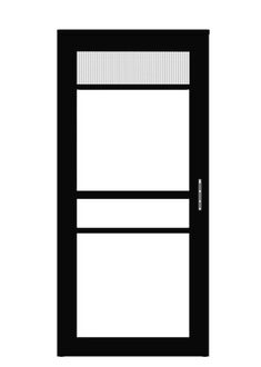 an open black door on a white background