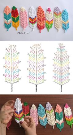 crochet patterns and instructions on how to make an origami feather tree