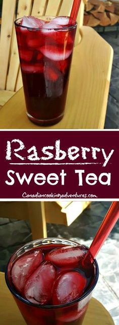 raspberry sweet tea in a glass with strawberries