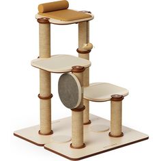 a cat tree with two scratching pads on top