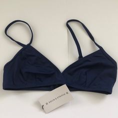 Solid And Striped The Brigitte Bikini Top New With Tags Color:Navy Size Small- Bust 32"-34" Triangle-Style Top With No Padding Or Boning Adjustable Straps And A Clasp Fastening At The Back 78% Recycled Polyamide, 22%Elastane Lining: 88% Micro Polyamide, 12% Elastane Fitted Bra-friendly Tankini For Beach Season, Summer Triangle Top Bra With Adjustable Straps, Fitted Summer Bra With Adjustable Straps, Beach Season Fitted Tankini With Padded Cups, Summer Triangle Top Tankini, Bra Friendly, Fitted Tankini With Padded Cups For Beach Season, Fitted Padded Cups Tankini For Beach Season, Fitted Padded Cup Tankini For Beach Season, Fitted Padded Cups Tankini For Beach