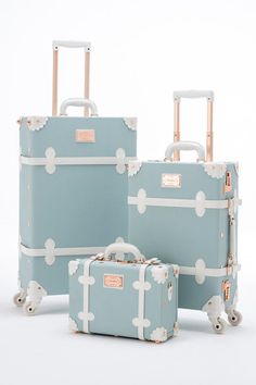 Blue Suitcase, 3 Piece Luggage Set, Suitcase Set, Vintage Suitcase