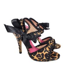 Betsey Johnson Stiletto Heels Sandal Leopard Animal Print Silk Bow Pinup Size 6 Elegant Ankle Strap Heels In Leopard Print, Elegant Leopard Print Heels With Heel Strap, Elegant Leopard Print Ankle Strap Heels, Elegant Leopard Print Summer Heels, Leopard Print Sandals With Round Toe For Party, Formal Leopard Print Heels With Ankle Strap, Leopard Print High Heels With Heel Strap, Leopard Print Open Heel Sandals For Party, Leopard Print Heels With Heel Strap