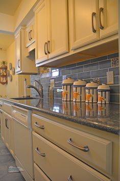 the kitchen counter is clean and ready to be used for cleaning or disinfection