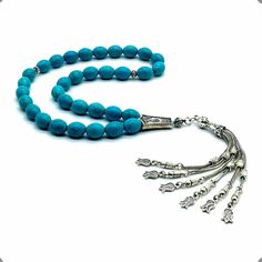 *Hand made High quality unique beautiful Turkish design prayer beads, rosary. *This product comes with its special packaging. *A perfect gift for yourself or your friend, spouse, mother, father, children. *If you are happy with the purchases here, 5 stars positive feedback will be appreciated. *Please contact us first if there will be any problem. We will do our best to help you to resolve your problems.  *We can give special price for wholesale orders. *Thank you for choosing us. Traditional Gemstone Beads Rosary For Healing, Adjustable Traditional Rosary With Gemstone Beads, Traditional Rosary With Gemstone Beads For Healing, Traditional Turquoise Oval Beads, Traditional Hand-strung Rosary With Round Beads, Traditional Adjustable Rosary With Polished Beads, Turquoise Rosary With Round Beads, Spiritual Turquoise Rosary With Round Beads, Traditional Turquoise Jewelry With 8mm Beads