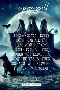 two witches sitting in front of a full moon with the caption, i expose you 1800 times for all the lives you put on hold