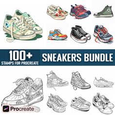 the sneaker's bundle includes shoes, sneakers and other items to draw on