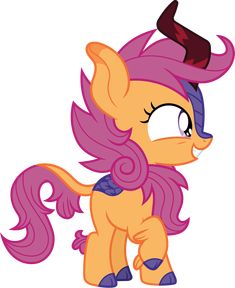 a pony with pink hair and purple eyes