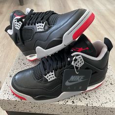 Jordan 4 Retro ‘Bred Reimagined’ Size 8 Og Ds 100% Authentic Jordan 4 Bred Reimagined, Jordan 4 Retro Bred, Jordan 4 Bred, Black Athletic Shoes, Pretty Sneakers, Retro 4, Dad Shoes, Nike Shoes Jordans, Jordan Shoes Retro