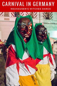 two people wearing masks with the words carnival in germany