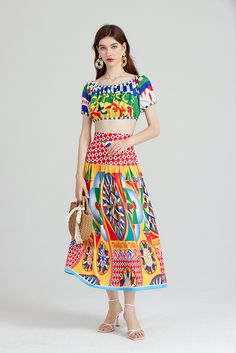 Trendy Duo: Women's Summer Strapless Suit Multicolor Two-piece Skirt For Summer, Fitted Multicolor Skirt For Vacation, Crop Skirt, Set Apart, Stil Elegant, Polyester Top, Suit Fashion, Skirt Length, Shoulder Sleeve