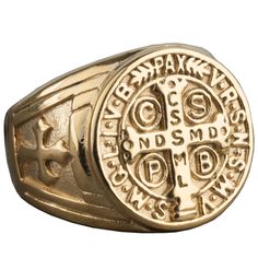 St. Benedict is rich in meaning and a powerful instrument for spiritual protection. It is not just a beautiful ring with an awesome design; it is also said there are spiritual benefits associated; including warding off evil and temptation, help for women during childbirth, strength in preserving purity and protection during storms. The ring is a prayer that we may walk in Gods ways, with the gospel as our guide as St. Benedict urges us.Using the finest materials finished to the highest standards Spiritual Rings, Hands Jewelry, Tooth Pick, Magic Hands, St Benedict, Gold Watch Men, Spiritual Protection, Classic Bracelets, Layered Bracelets