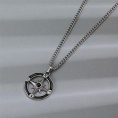 Material: Titanium Steel Color: Compass Asterism Necklace 60cm Fashion Element: Chain, Six-Pointed Star Style: Hip Hop Durable Silver Necklace For Gift, Silver Necklace Gift, Silver Pendant Necklace For Outdoor, Style Hip Hop, Star Style, Star Fashion, Boy Fashion, Compass, Necklaces Bracelets