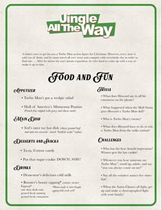 the menu for jungle at the way