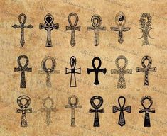 an image of different types of crosses on parchment paper