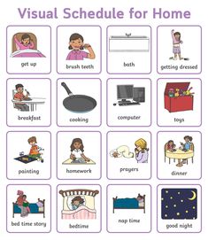 the visual schedule for home is shown with pictures and words to help students learn how to use