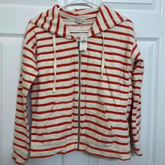 Nwt - Gap Red & White Striped Full Zip Hoodie - Soft Terry Cloth Jacket Striped Full Zip Hooded Jacket. Shoestring Drawstring, Heavy Industrial Zipper And Kangaroo Pockets. 100% Cotton. Size Xs ( Juniors ) Pet, Smoke, Stain And Snag Free. New With No Tag! Gap Casual Sweatshirt For Spring, Gap Casual Spring Sweatshirt, Casual Gap Sweatshirt For Spring, Casual Gap Hoodie For Fall, Casual Gap Tops With Drawstring Hood, Gap Casual Hoodie For Spring, Gap Casual Spring Hoodie, Casual Gap Hoodie For Spring, Red Gap Tops For Fall