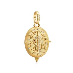 18K Gold Pavé Tree of Life Locket with diamonds by Temple St. Clair. Buy this custom haut couture charm and more custom high jewelry by Temple St. Clair. Tree Of Life Jewelry, Golden Tree, Jewelry Brands, Jewelry Lockets, Circle Monogram, Tree Of Life Pendant, High Jewelry, Monogram Initials, Hand Engraving