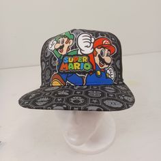 Sku Cm Youth Size Adjustable Back Super Mario New With Tags A Hat Insert Casual Black Snapback Hat With Letter Print, Black Graphic Print Snapback Cap, Black Baseball Cap With Graphic Print, Black Snapback Hat With Graphic Print, Black Graphic Print Snapback Hat, Adjustable Black Baseball Cap With Graphic Print, Casual Adjustable Graphic Print Snapback Hat, Casual Adjustable Snapback Hat With Graphic Print, Casual Adjustable Hat With Graphic Print