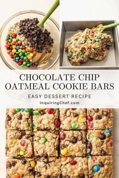 chocolate chip oatmeal cookie bars are the perfect dessert for kids and adults