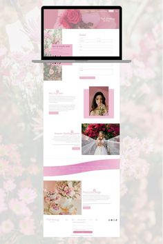 the website is displayed with pink flowers on it