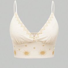 Embroidery Sun Ordered And Found Out I Can’t Return Beach Cropped Top With Floral Embroidery, Summer Beach Embroidered Crop Top, Cropped Beach Tops With Floral Embroidery, Beach Embroidered Cotton Crop Top, Cropped Tops With Floral Embroidery For Beach, Floral Embroidered Cropped Top For Beach, Cotton Crop Top With Floral Embroidery For Vacation, Floral Embroidered Cotton Crop Top For Vacation, Beach Embroidered Crop Top