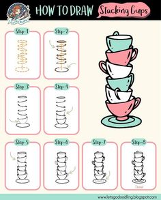 how to draw stacking cups with step by step instructions for kids and beginners