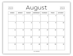 a calendar with the word august on it